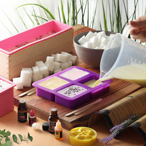 Large Soap Making Kit with Shea Butter Soap Base, Soap Cutter Box, Silicone Loaf Molds, Fragrances, Rose Petals & More