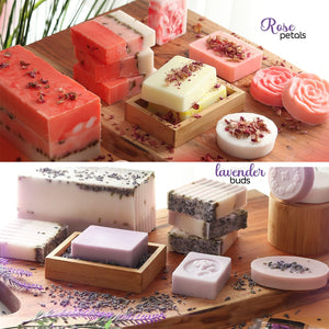Large Soap Making Kit with Shea Butter Soap Base, Soap Cutter Box, Silicone Loaf Molds, Fragrances, Rose Petals & More