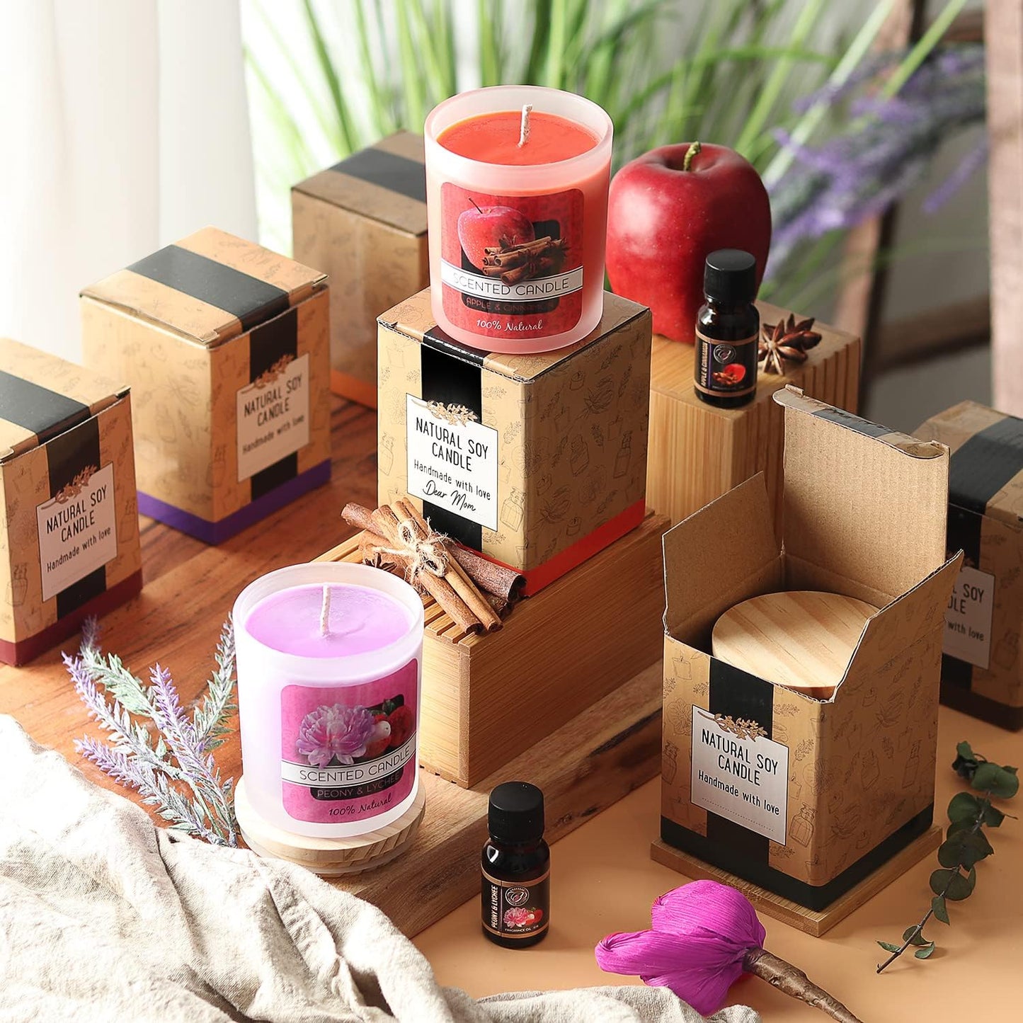 Deluxe Soy Candle Making Kit with Soy Wax, Scents, Frosted Glass Jars, Wicks, Dyes, Melting Pot, Gift Box & More