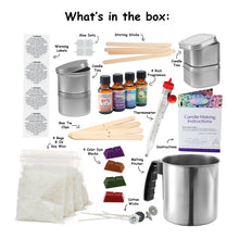 Load image into Gallery viewer, DIY Candle Making Kit with Soy Wax, Dyes, Tins, Wicks, Instruction Manual &amp; More