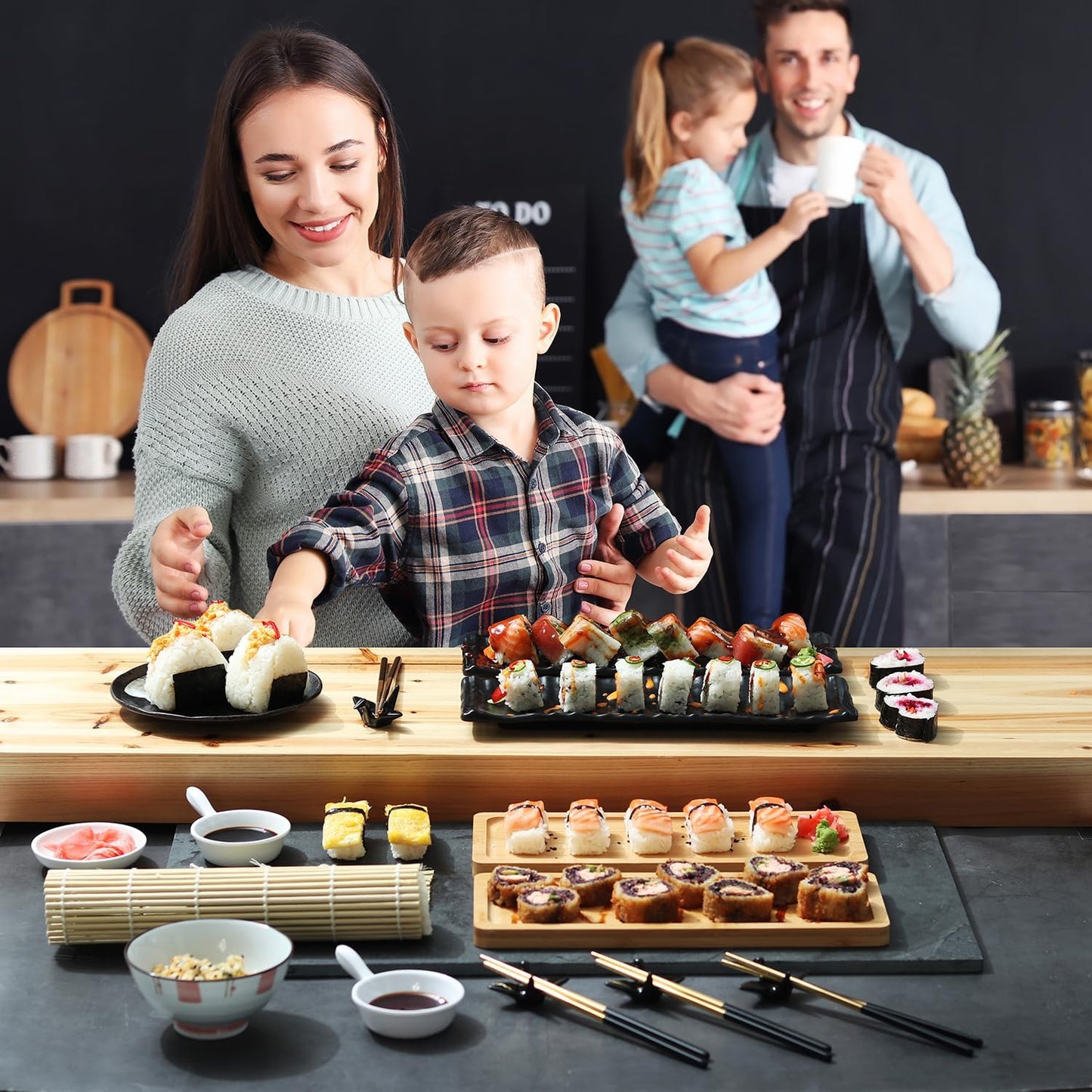 Super Deluxe Sushi Making Kit with Bazooka Roller, Rice Cooker, Onigiri, Nigiri & Musubi Mold, Rice Ball Mold, Bamboo Rolling Mat, Knife, Guide Book & More