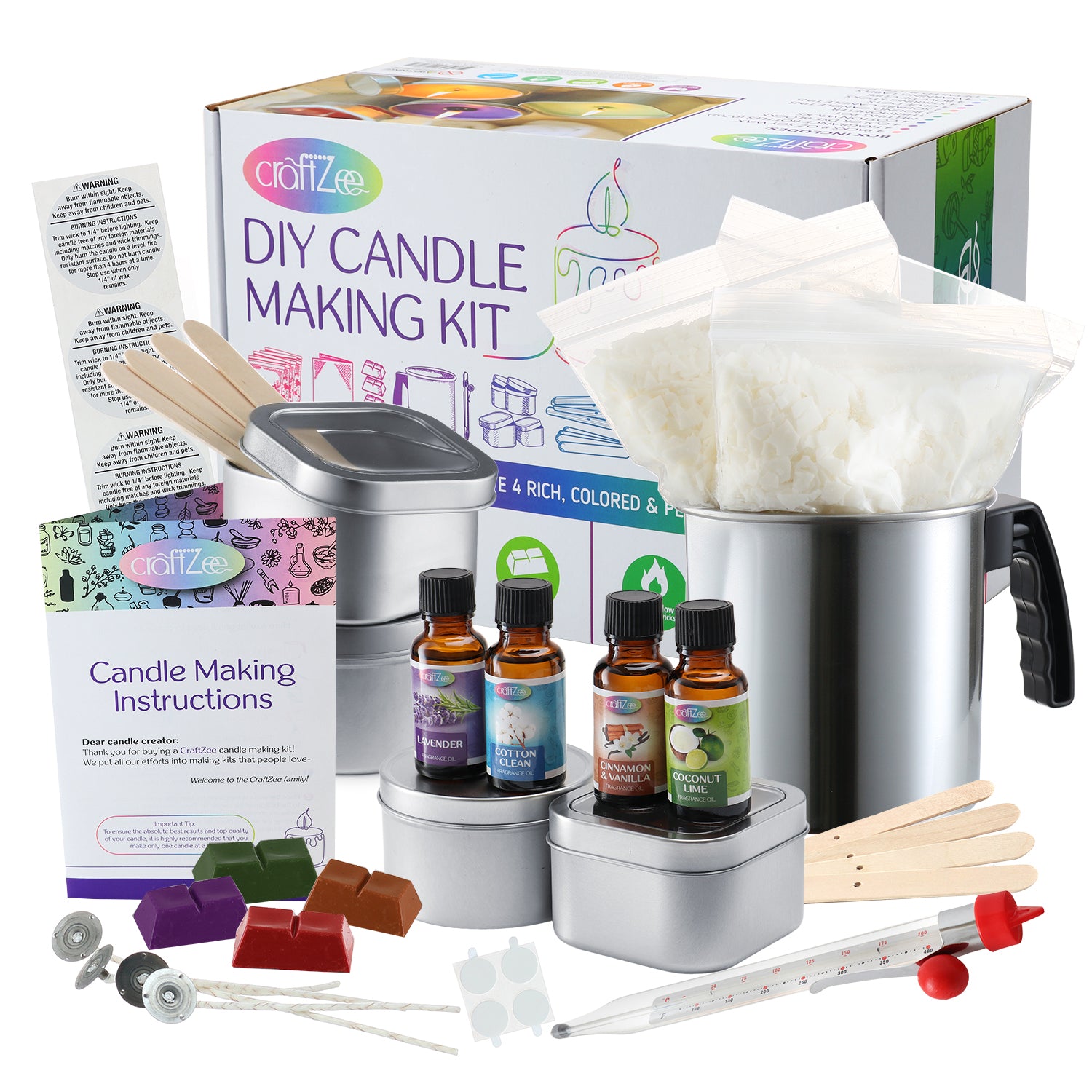 CraftZee Candle Making Supplies Set, Soy Candles Supplies Kit. DIY Candle  Accessories Kit. Candle Wicks, Pouring Pitcher. Great Craft Kit for Adults.
